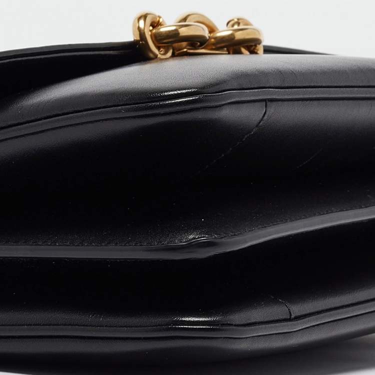 Pre Owned Saint Laurent Black Leather Le Maillon Shoulder Bag