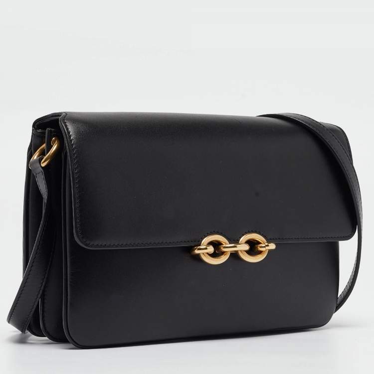 Pre Owned Saint Laurent Black Leather Le Maillon Shoulder Bag