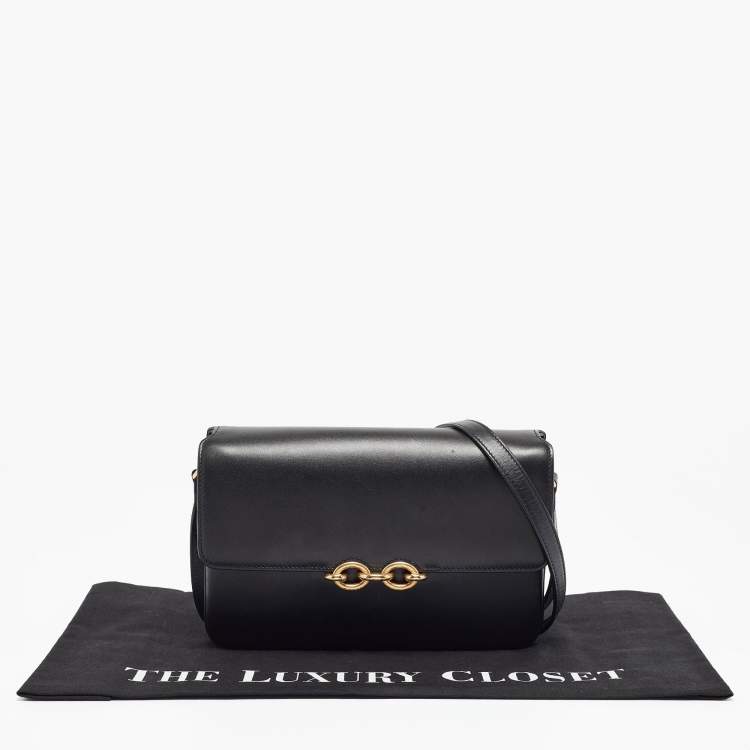 Pre Owned Saint Laurent Black Leather Le Maillon Shoulder Bag