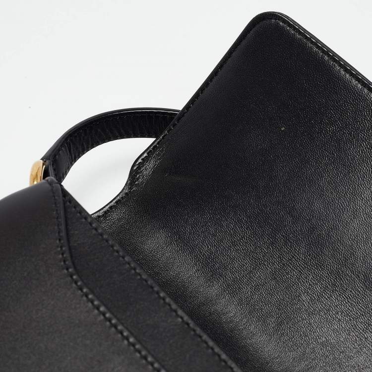 Pre Owned Saint Laurent Black Leather Le Maillon Shoulder Bag