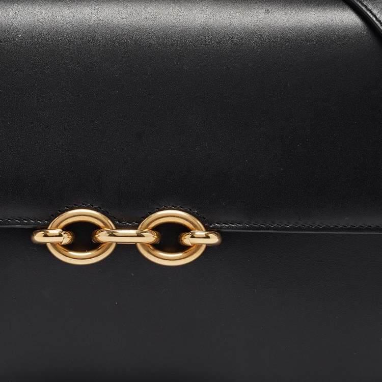 Pre Owned Saint Laurent Black Leather Le Maillon Shoulder Bag