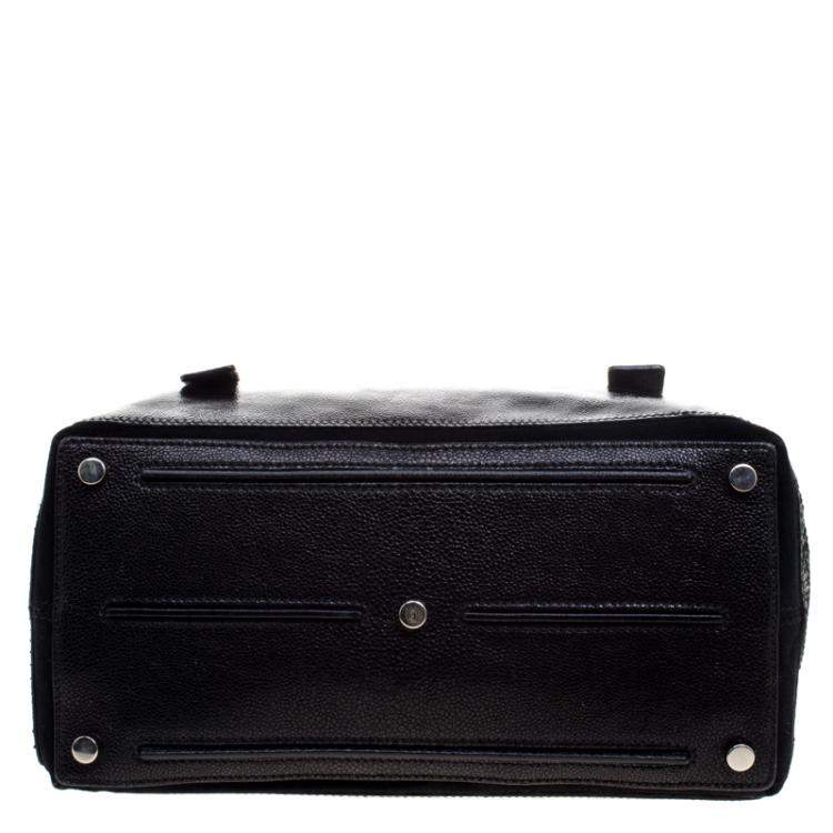 Pre Owned Yves Saint Laurent Black Patent Leather/Python and Suede Muse Two Satchel