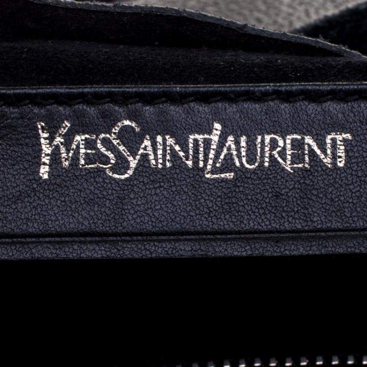 Pre Owned Yves Saint Laurent Black Patent Leather/Python and Suede Muse Two Satchel