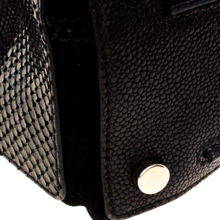 Pre Owned Yves Saint Laurent Black Patent Leather/Python and Suede Muse Two Satchel