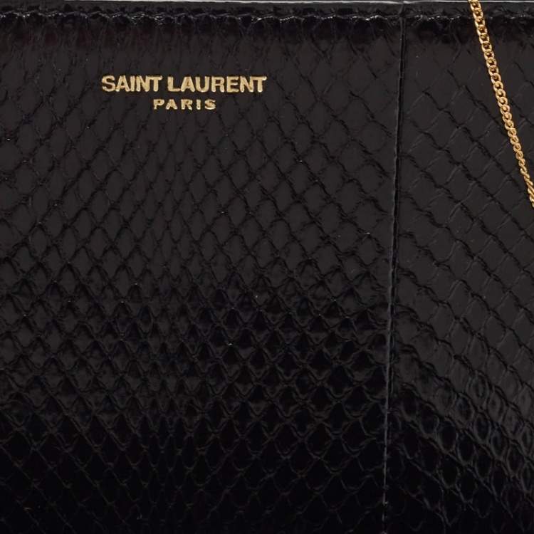Pre Owned Saint Laurent Black Ayers Watersnake Leather Chain Pouch