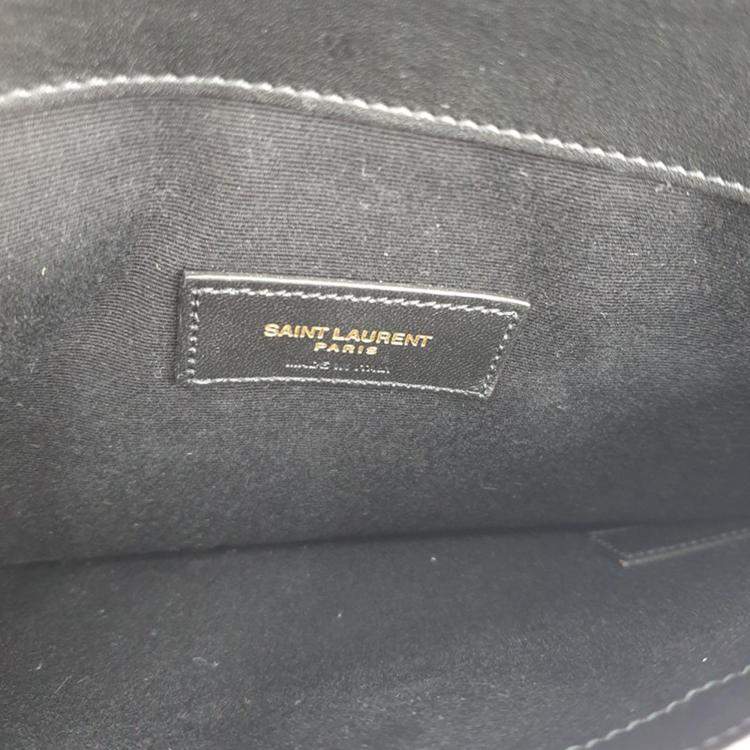 Pre Owned Saint Laurent Paris Black Fabric/Leather Uptown Clutch Bag