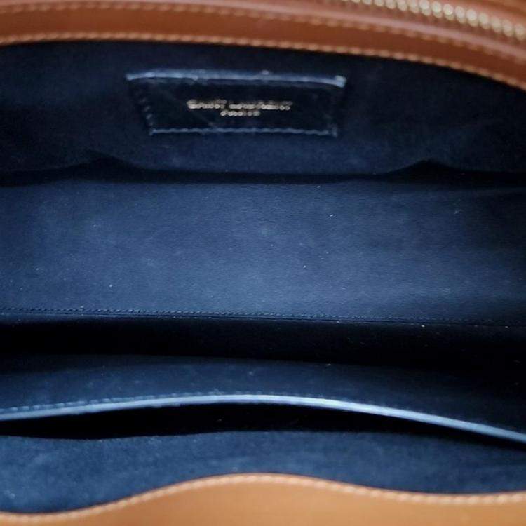 Pre Owned Saint Laurent Paris Beige/Ivory Canvas and Leather Small Manhattan Tote Bag