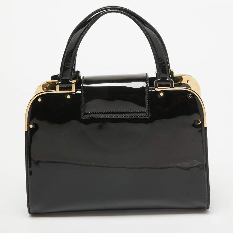 Pre Owned Yves Saint Laurent Black Patent Leather Uptown Satchel