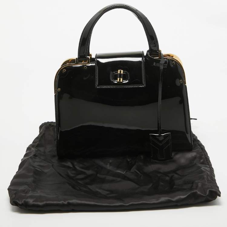 Pre Owned Yves Saint Laurent Black Patent Leather Uptown Satchel