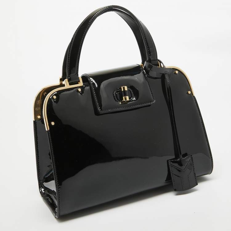 Pre Owned Yves Saint Laurent Black Patent Leather Uptown Satchel