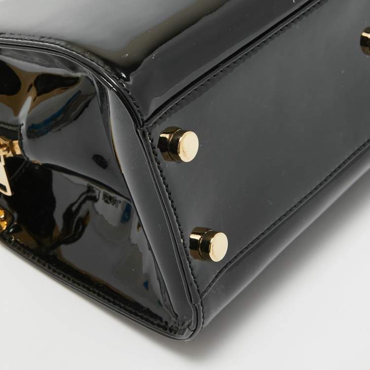 Pre Owned Yves Saint Laurent Black Patent Leather Uptown Satchel