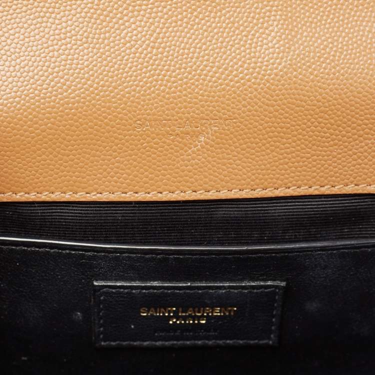 Pre Owned Saint Laurent Beige Mix Matelassé Leather Medium Envelope Chain Bag