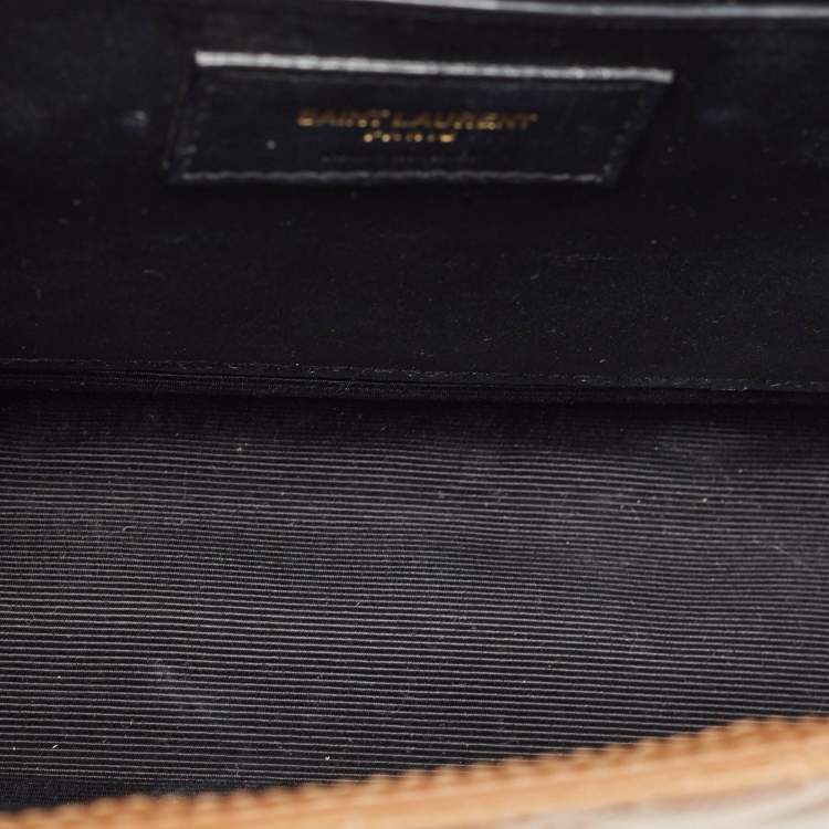 Pre Owned Saint Laurent Beige Mix Matelassé Leather Medium Envelope Chain Bag