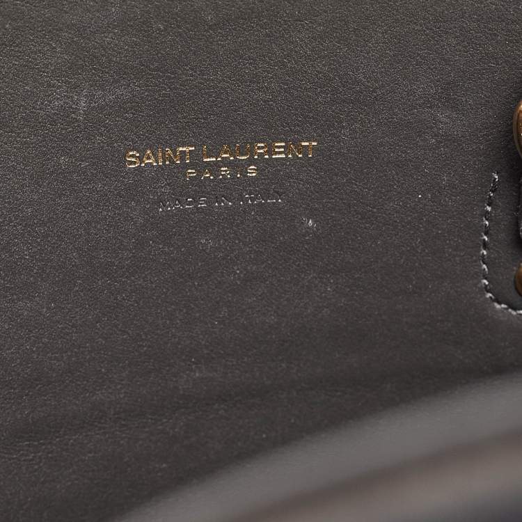 Pre Owned Saint Laurent Grey Croc Embossed Leather Baby Classic Sac De Jour Tote