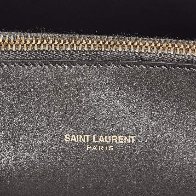 Pre Owned Saint Laurent Grey Croc Embossed Leather Baby Classic Sac De Jour Tote