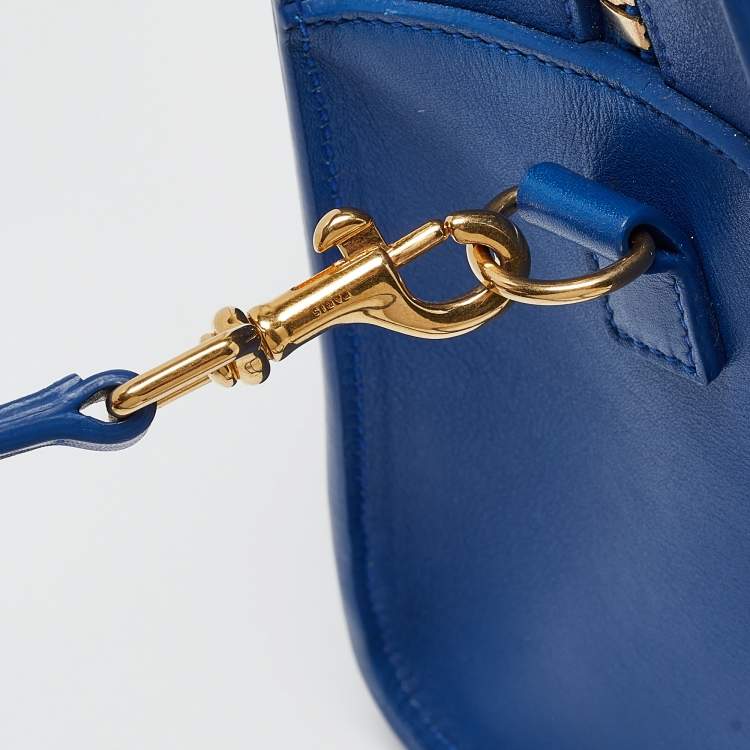 مملوكة مسبقًا Saint Laurent Blue Leather Small Monogram Cabas Bag