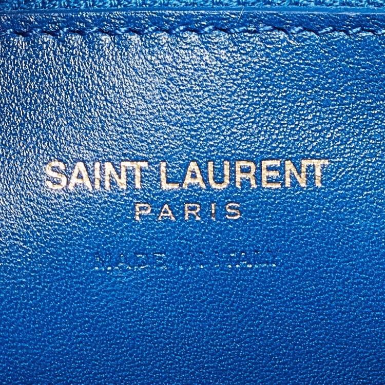 مملوكة مسبقًا Saint Laurent Blue Leather Small Monogram Cabas Bag