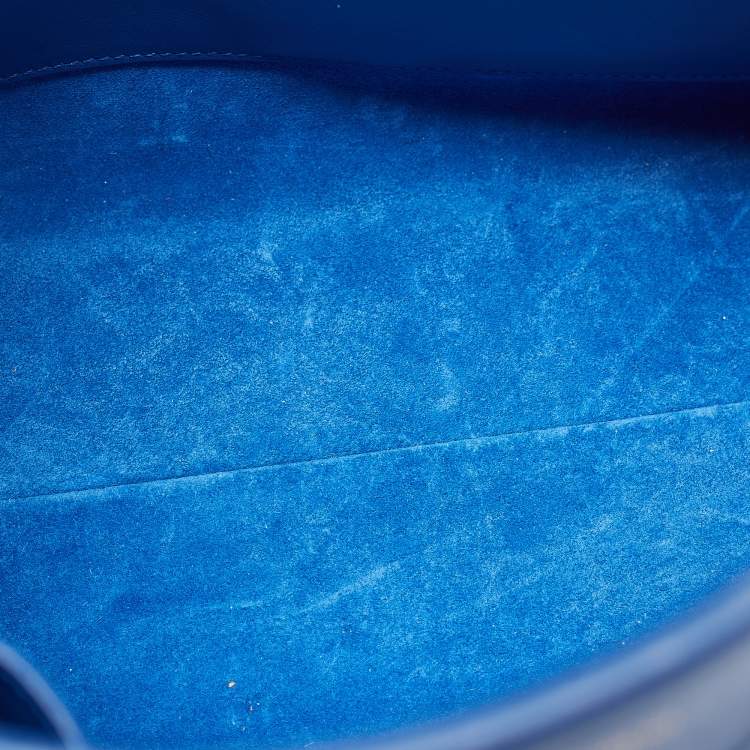 مملوكة مسبقًا Saint Laurent Blue Leather Small Monogram Cabas Bag