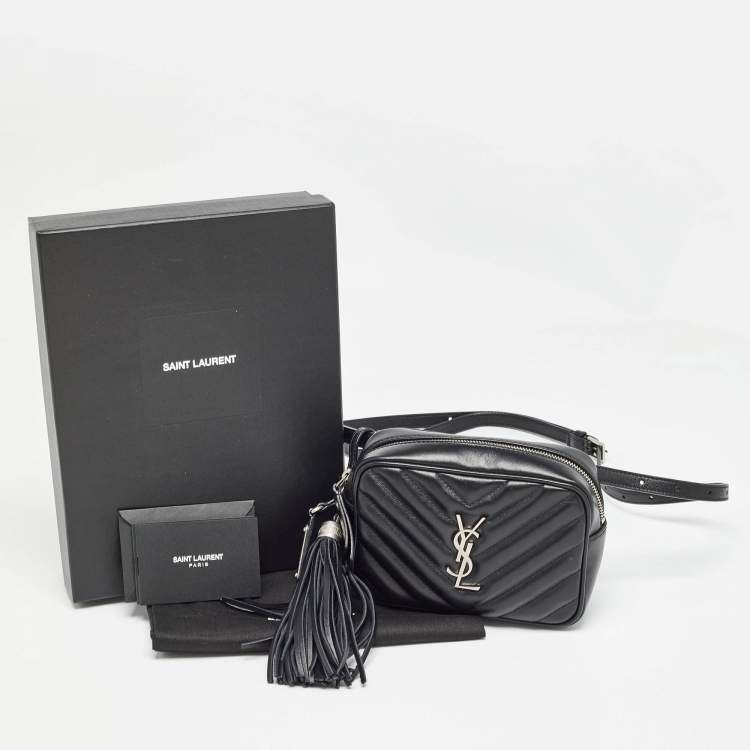 Pre Owned Saint Laurent Black Matelassé Leather Lou Belt Bag