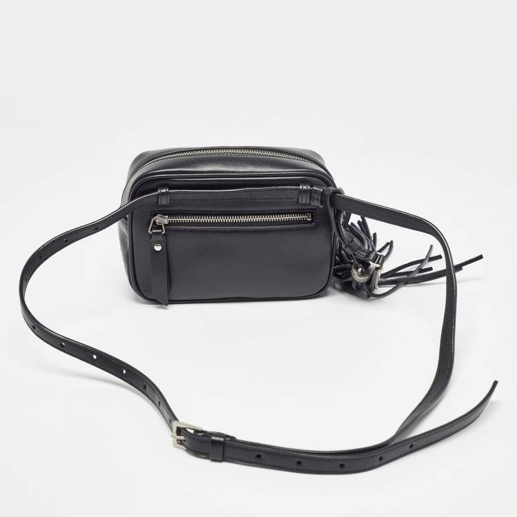Pre Owned Saint Laurent Black Matelassé Leather Lou Belt Bag