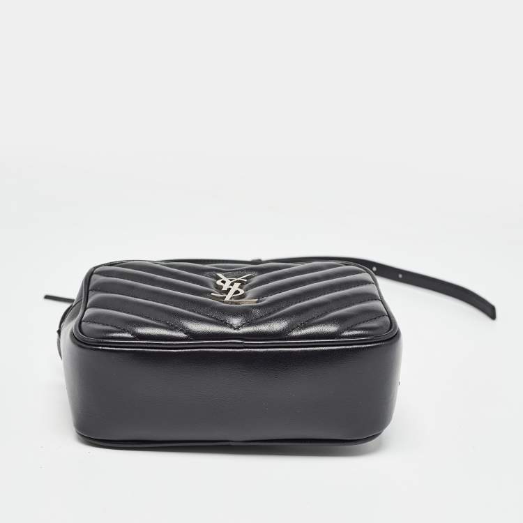 Pre Owned Saint Laurent Black Matelassé Leather Lou Belt Bag