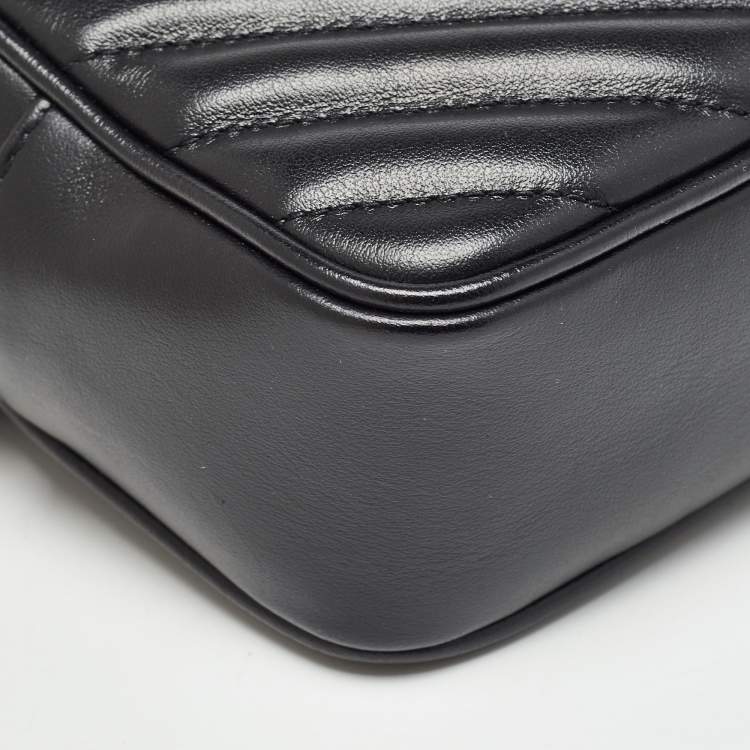 Pre Owned Saint Laurent Black Matelassé Leather Lou Belt Bag