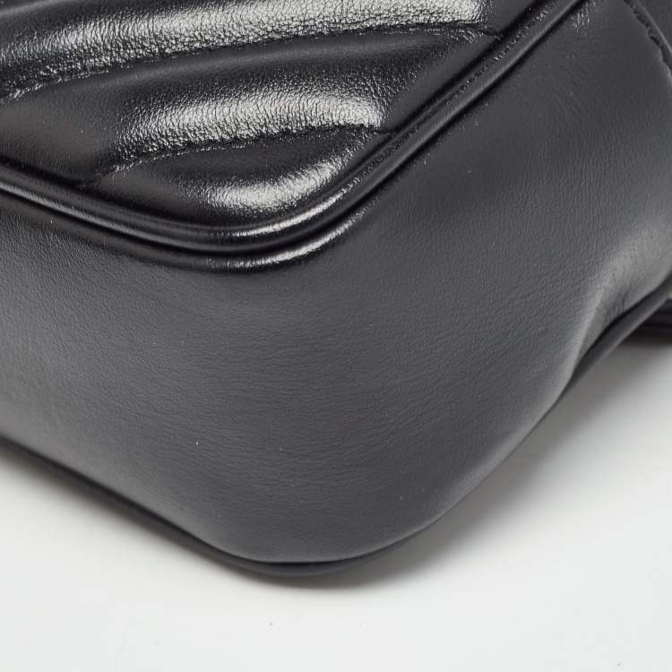 Pre Owned Saint Laurent Black Matelassé Leather Lou Belt Bag