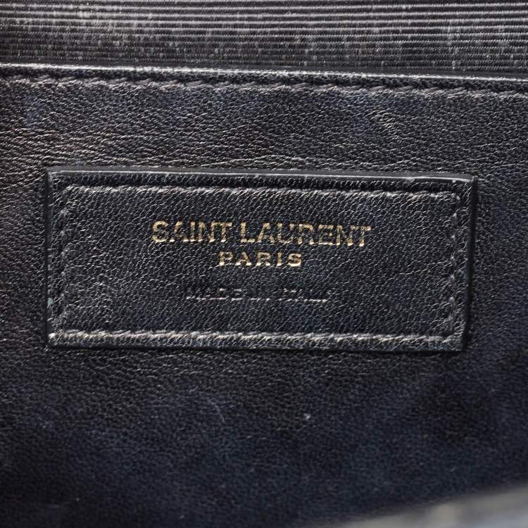 Pre Owned Saint Laurent Black Matelasse Leather Medium Cassandre Flap Bag