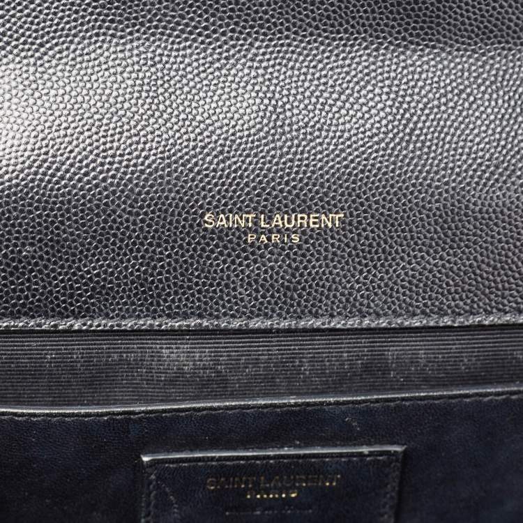Pre Owned Saint Laurent Black Matelasse Leather Medium Cassandre Flap Bag