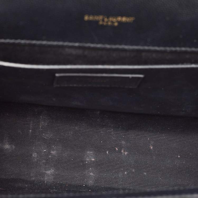 Pre Owned Saint Laurent Black Matelasse Leather Medium Cassandre Flap Bag