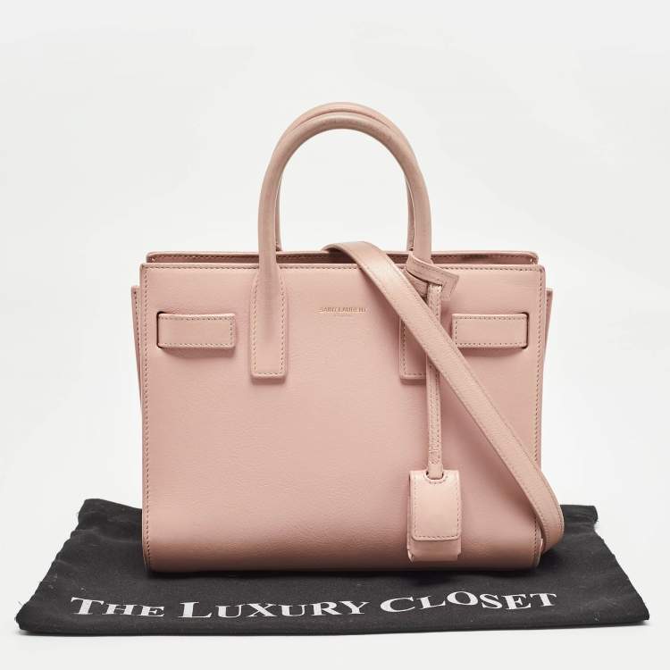 Pre Owned Saint Laurent Old Rose Leather Nano Classic Sac De Jour Tote