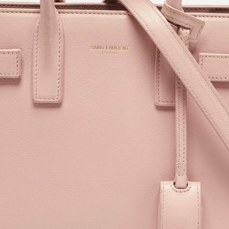 Pre Owned Saint Laurent Old Rose Leather Nano Classic Sac De Jour Tote
