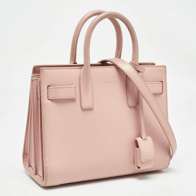 Pre Owned Saint Laurent Old Rose Leather Nano Classic Sac De Jour Tote