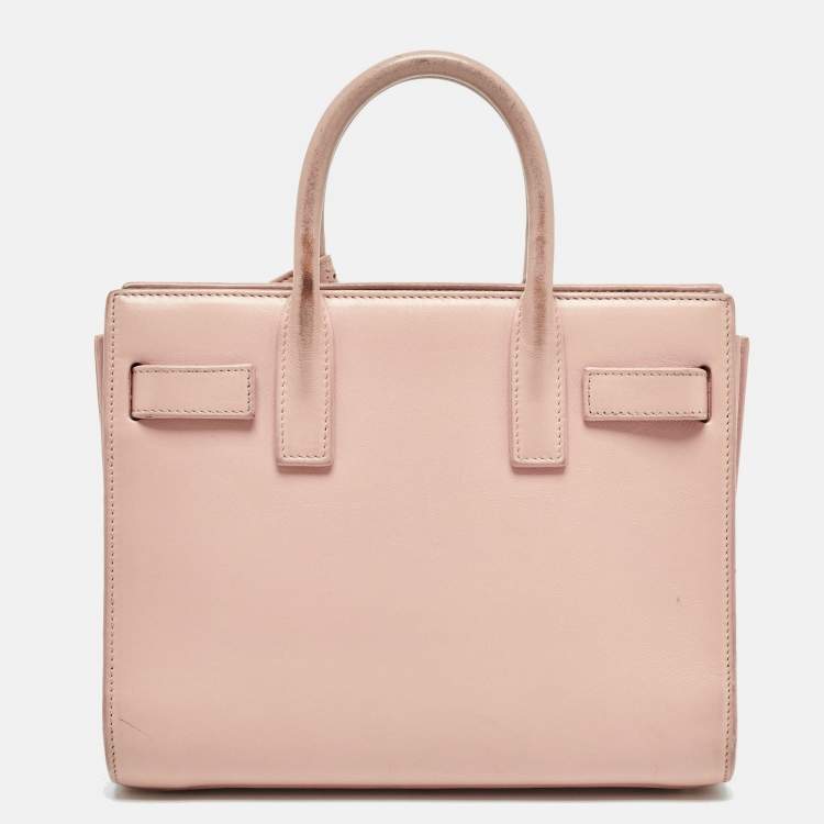 Pre Owned Saint Laurent Old Rose Leather Nano Classic Sac De Jour Tote