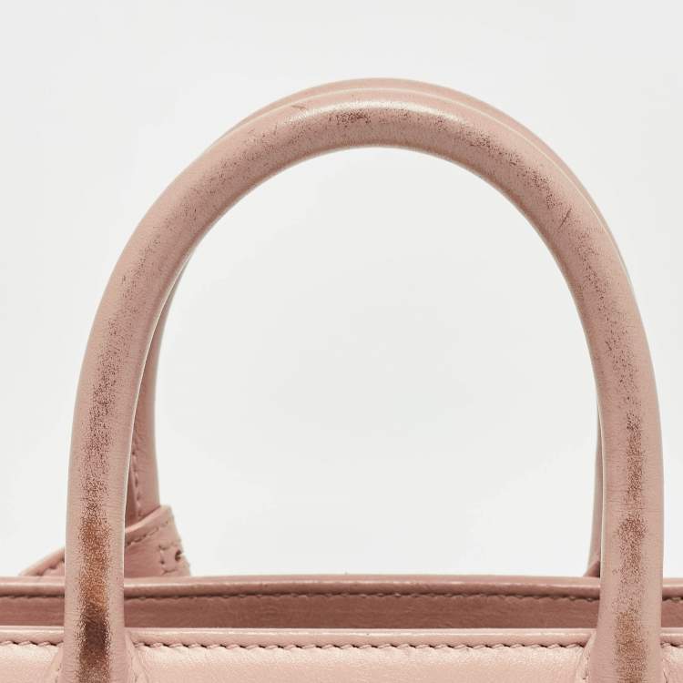 Pre Owned Saint Laurent Old Rose Leather Nano Classic Sac De Jour Tote