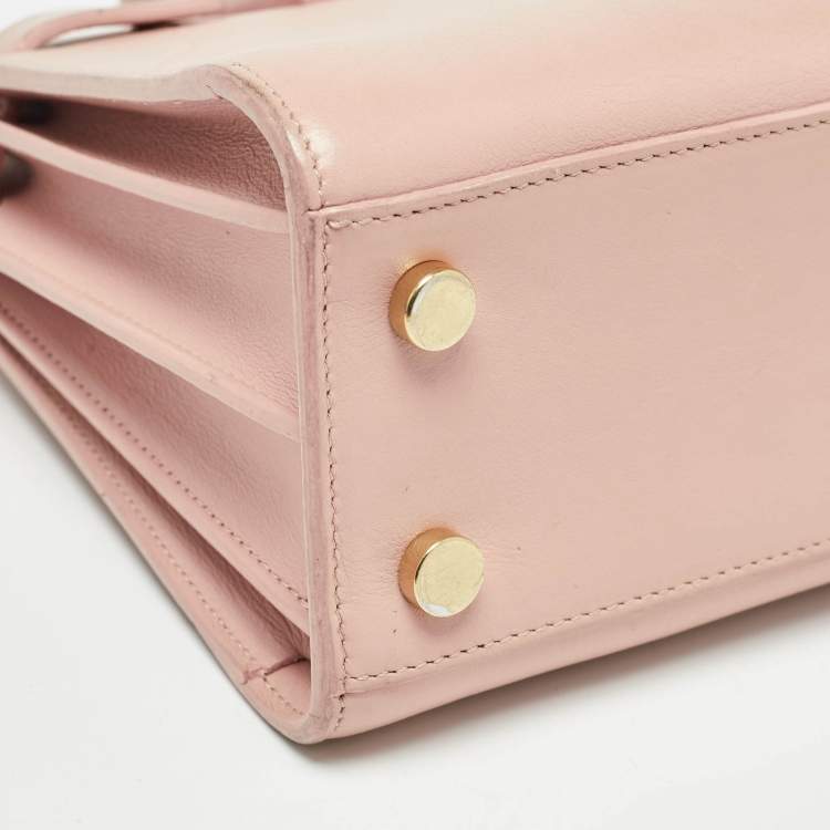 Pre Owned Saint Laurent Old Rose Leather Nano Classic Sac De Jour Tote