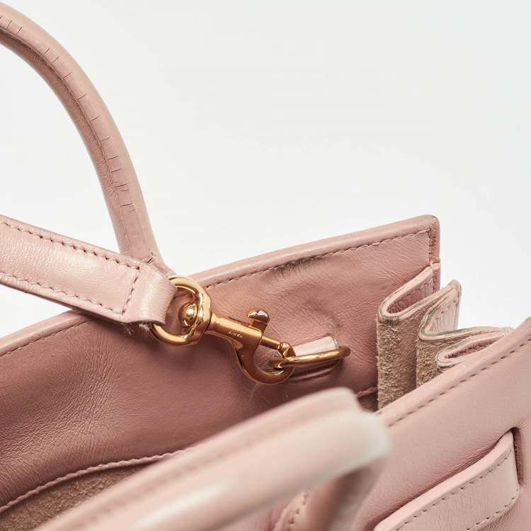 Pre Owned Saint Laurent Old Rose Leather Nano Classic Sac De Jour Tote