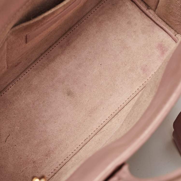Pre Owned Saint Laurent Old Rose Leather Nano Classic Sac De Jour Tote