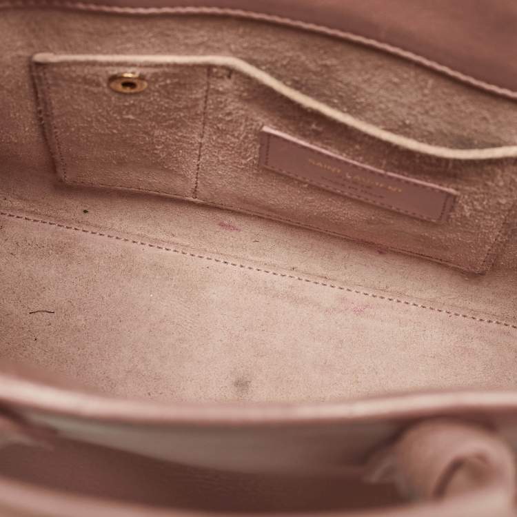 Pre Owned Saint Laurent Old Rose Leather Nano Classic Sac De Jour Tote