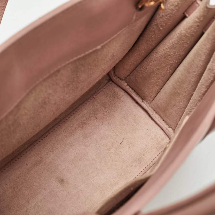 Pre Owned Saint Laurent Old Rose Leather Nano Classic Sac De Jour Tote