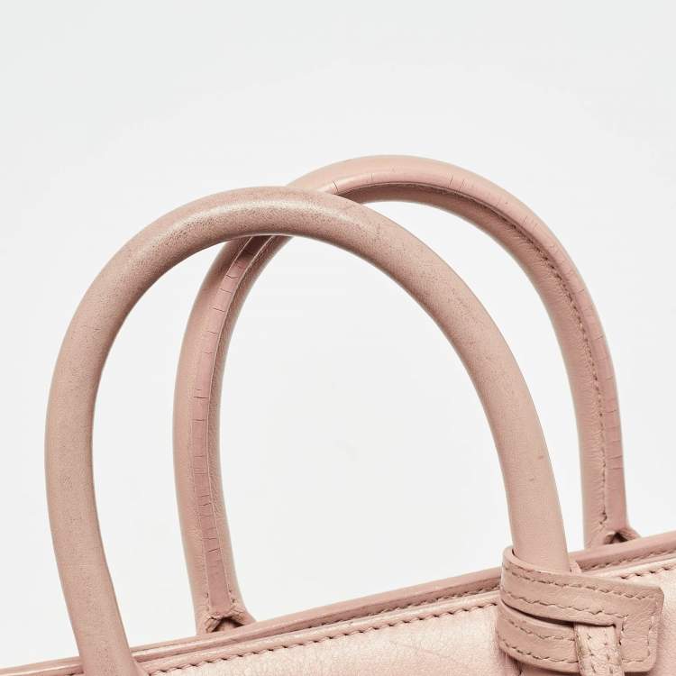 Pre Owned Saint Laurent Old Rose Leather Nano Classic Sac De Jour Tote