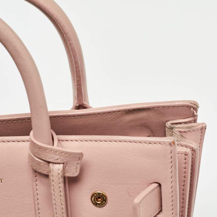 Pre Owned Saint Laurent Old Rose Leather Nano Classic Sac De Jour Tote
