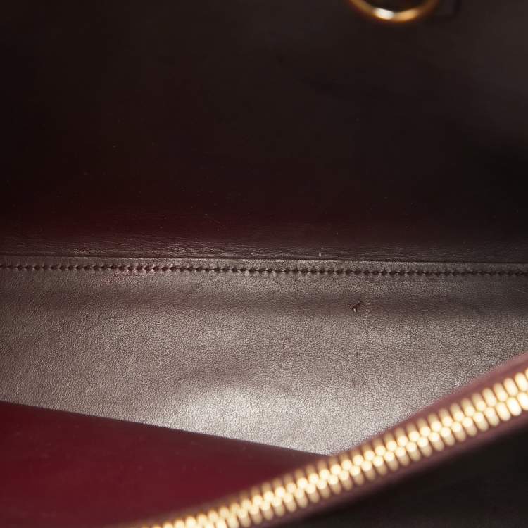 مملوكة مسبقًا Saint Laurent Dark Red Croc Embossed Leather Baby Classic Sac De Jour Tote