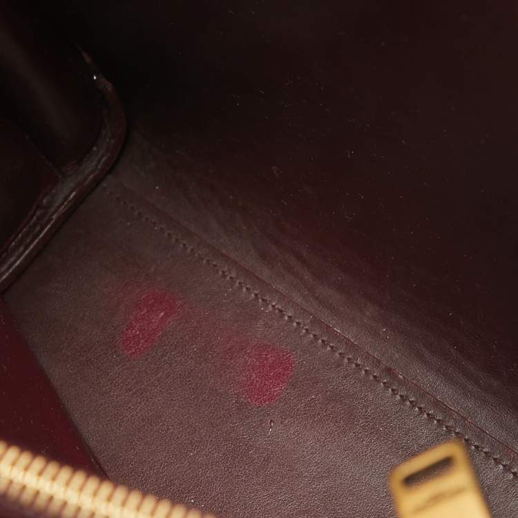 مملوكة مسبقًا Saint Laurent Dark Red Croc Embossed Leather Baby Classic Sac De Jour Tote