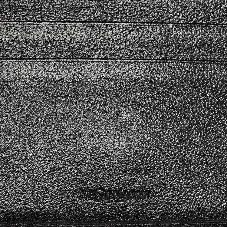 Pre Owned Saint Laurent Black Leather Belle de Jour Zip Compact Wallet
