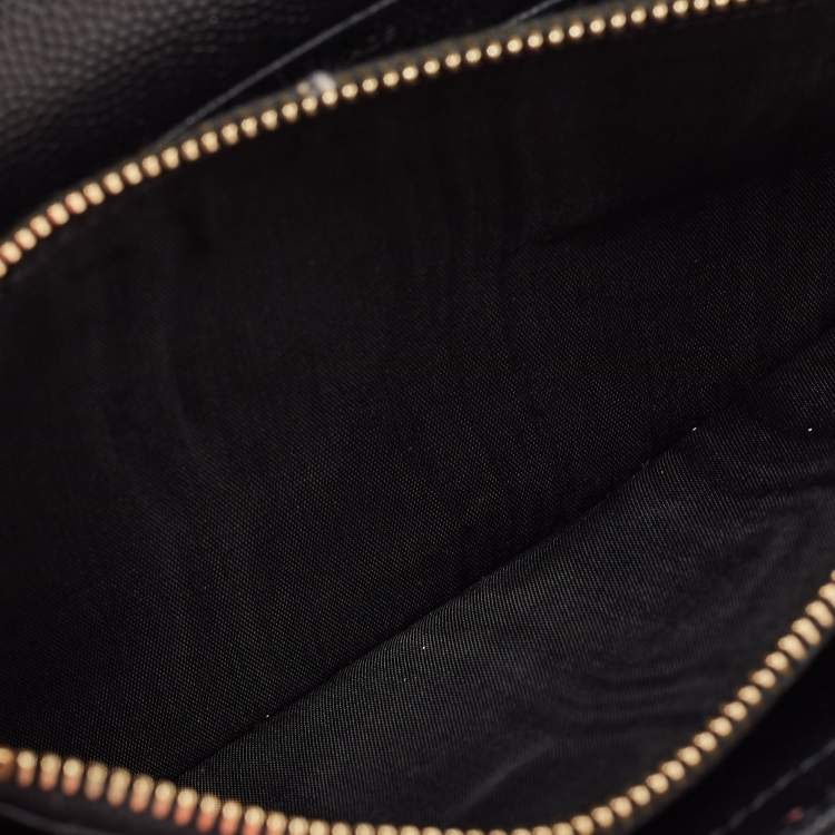 Pre Owned Saint Laurent Black Matelassé Leather Cassandre Wallet on Chain
