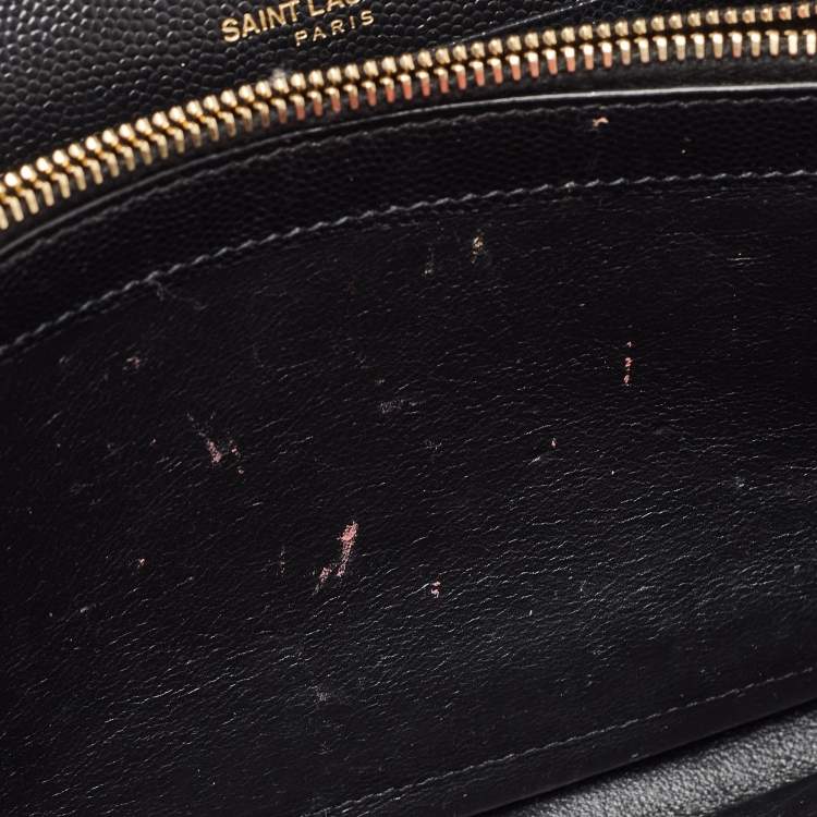 Pre Owned Saint Laurent Black Matelass�é Leather Cassandre Wallet on Chain