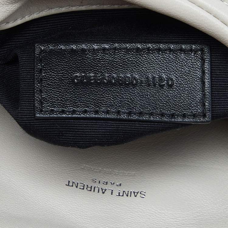 Pre Owned Saint Laurent Off White Leather Loulou Monogram Puffer Pouch