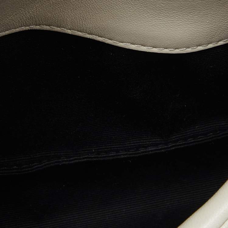 Pre Owned Saint Laurent Off White Leather Loulou Monogram Puffer Pouch