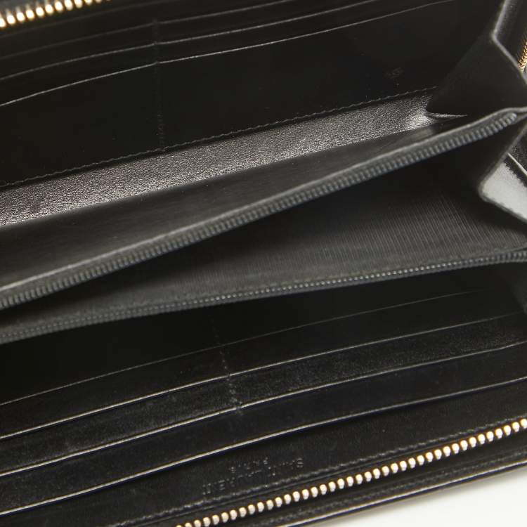 Pre Owned Saint Laurent Black Leather Zip Continental Wallet